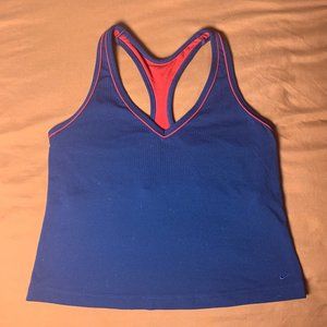 Nike Navy Blue with Red Racer Back V-Neck Tank Top Large